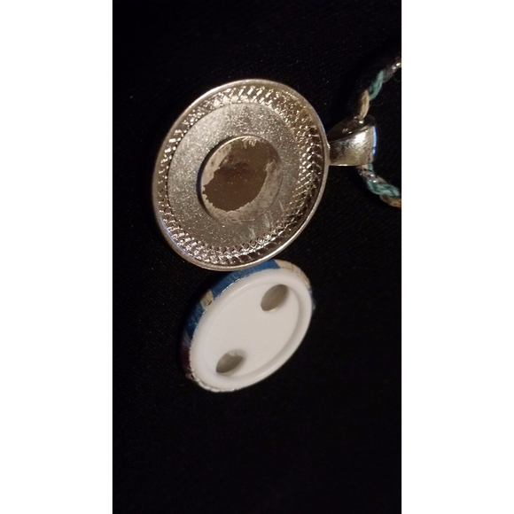 Elsa & Anna Frozen Pendant & Blue/White Cord Choker Necklace, 23 inches - Picture 4 of 6